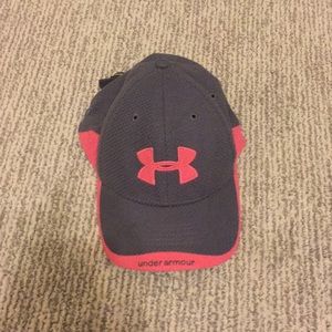 Under Armour pink and gray hat